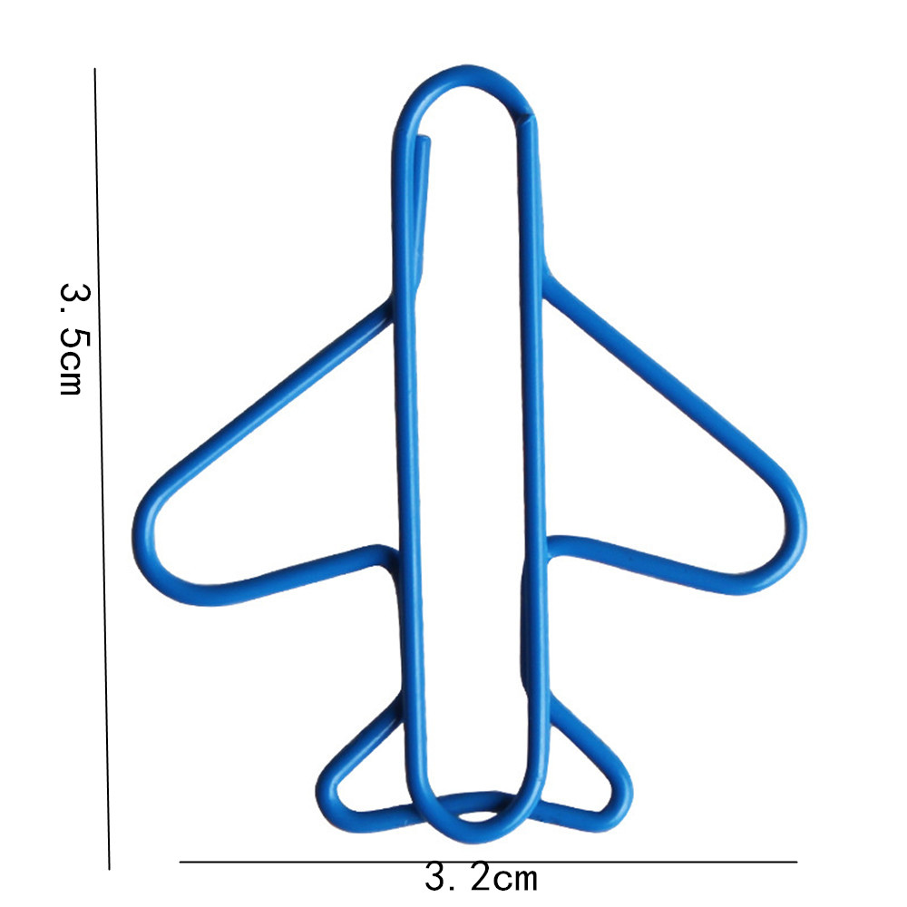 12 Pcs Cute Rose Gold Airplane Shape Paper Clips Escolar Bookmarks Photo Memo Ticket Clip Stationery School Supplies: Blue-20pcs
