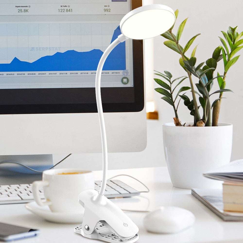1200mAH/2500mAH LED USB Charging 3 Modes Clip Desk Lamp Eye Protection Reading Study Light USB Charge