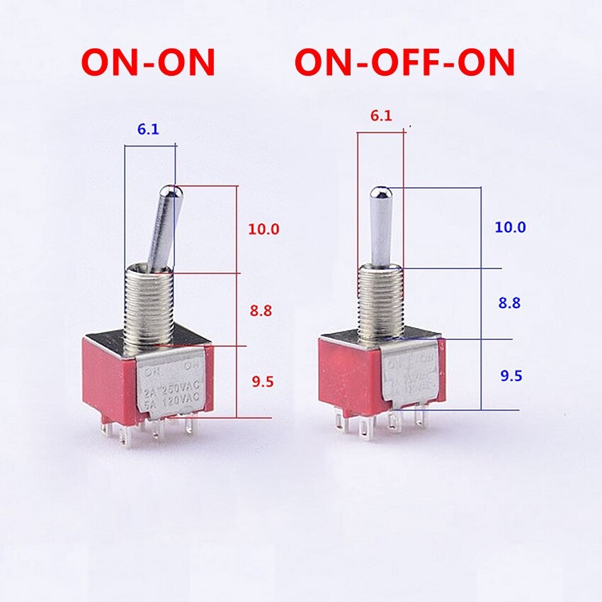 1 Piece ON-ON / ON-OFF-ON DPDT Mini Toggle Switch for Electric Guitar or Bass CN(Origin)