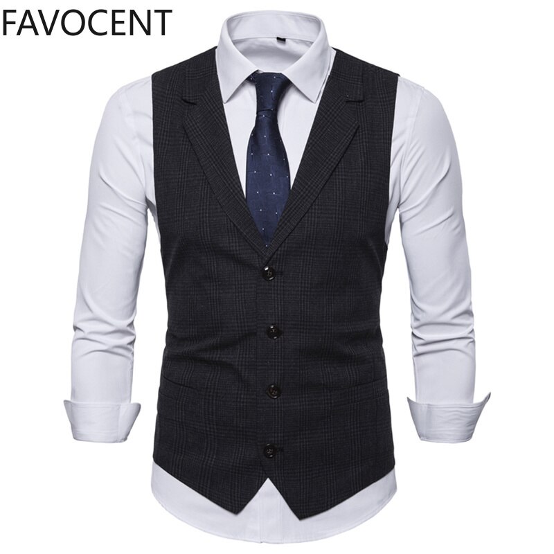 Miesten puku liivi slim fit ohut ruudullinen miesten liivit topit ohut bisnesliivi liivi mies englanti tyyli miesten vapaa-ajan puvut