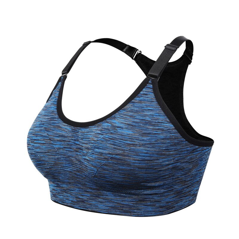 VEQKING Sports Shirt for Fitness,Segment Dyeing Quick Dry Fitness Yoga Sports Bra,Women Running Gym T-shirts Sports Top S M L: Blue / XL