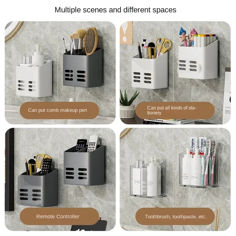 Estante de baño, organizador de almacenamiento de maquillaje, sin taladro, estantes de artículos de tocador, peine de montaje en pared, estante para productos para el cuidado de la piel, accesorios de baño