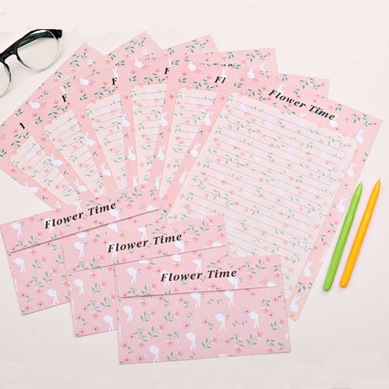 Liefde Envelop Wedding Brief Uitnodiging Brief Papier Set 3 Pcs Papier Envelop 6 Lakens Groet Bloemen Vogel Brief Schrijven Papier