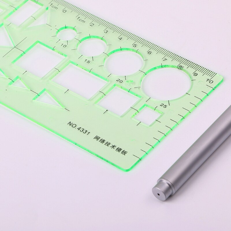 Plastic Circles Squares Geometric Template Ruler Stencil Measuring Mechanical