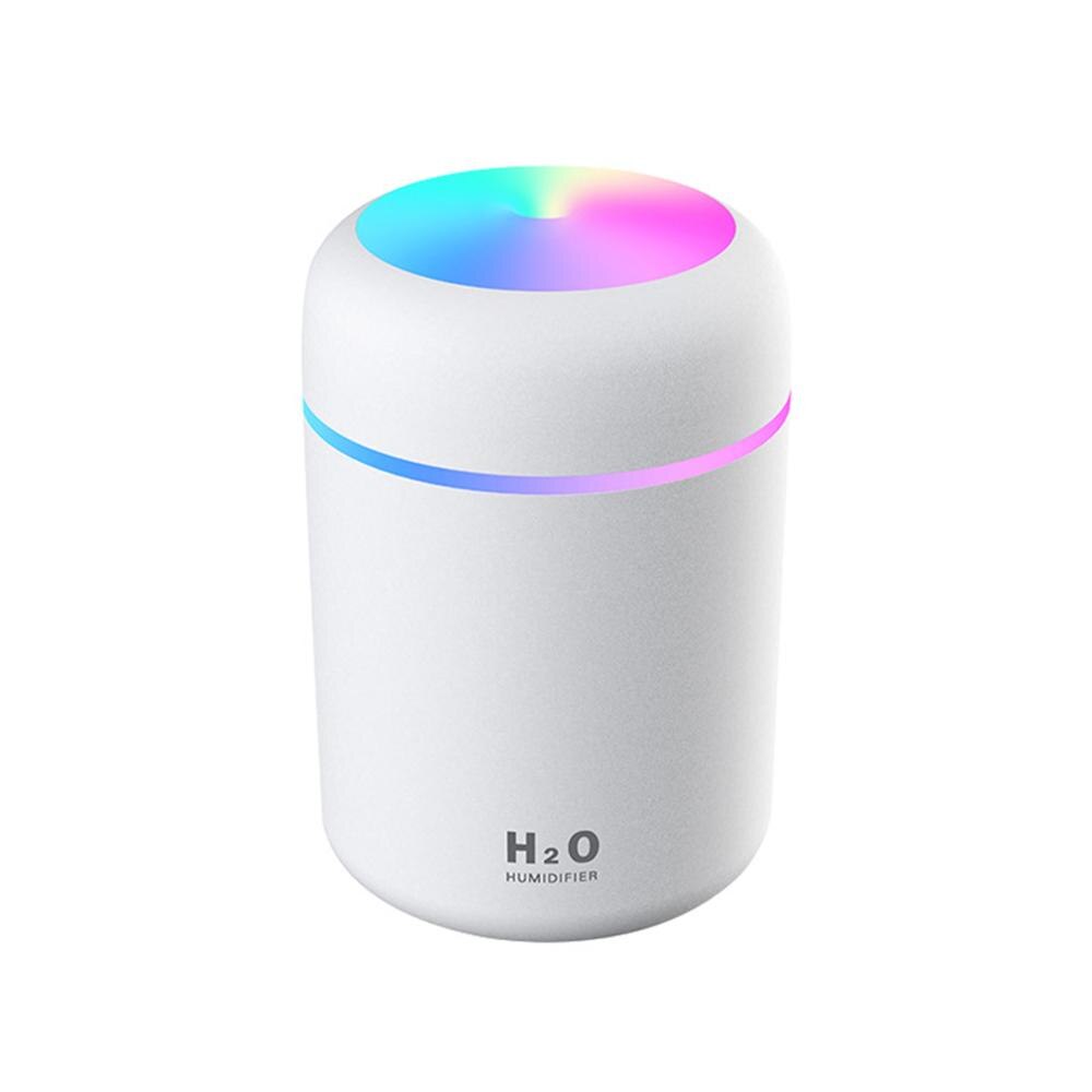 USB Mini Air Humidifier for HomeUltrasonic Air Humidifier Aroma Essential Oil Diffuser for Car Mist Maker Diffusers Air Fresher: 300ml white