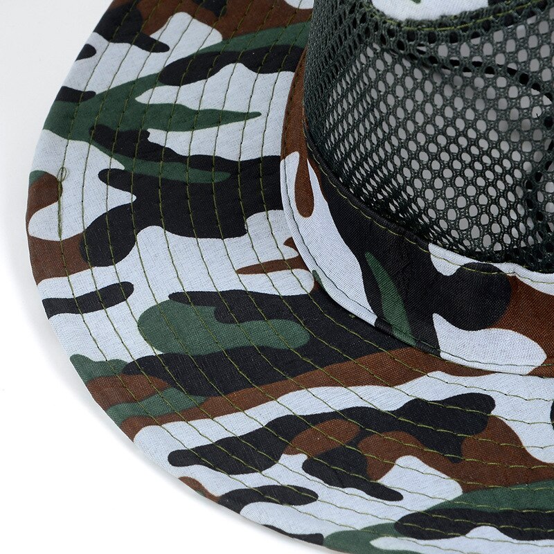 Cowboy hat camouflage army hat male outdoor breathable mesh fisherman hat fishing travel photography folding hat