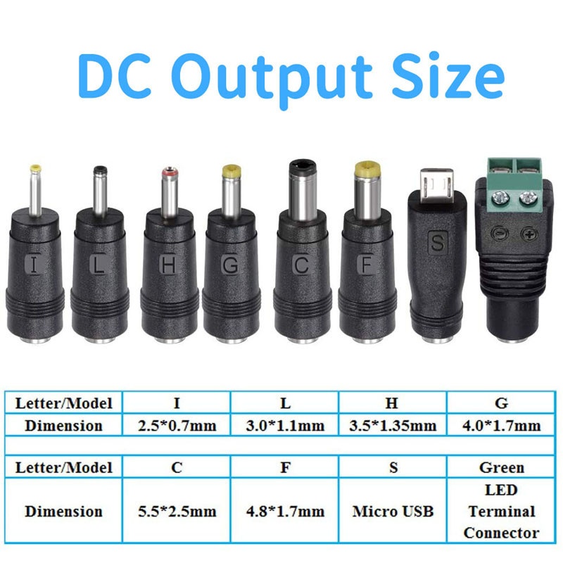 8/10/23PCS DC Power Adapter Connector Kit Male To Female 5.5x2.1mm Universal Jack Socket DC To Mirco USB Type C Plug Connector: Lavender