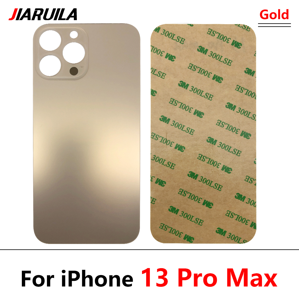 Big Hole powrót bateria drzwi tylna pokrywa szklana pokrywa baterii Case z klejem zamiennik dla iPhone 13 Pro Max: For 13 Pro Max Gold