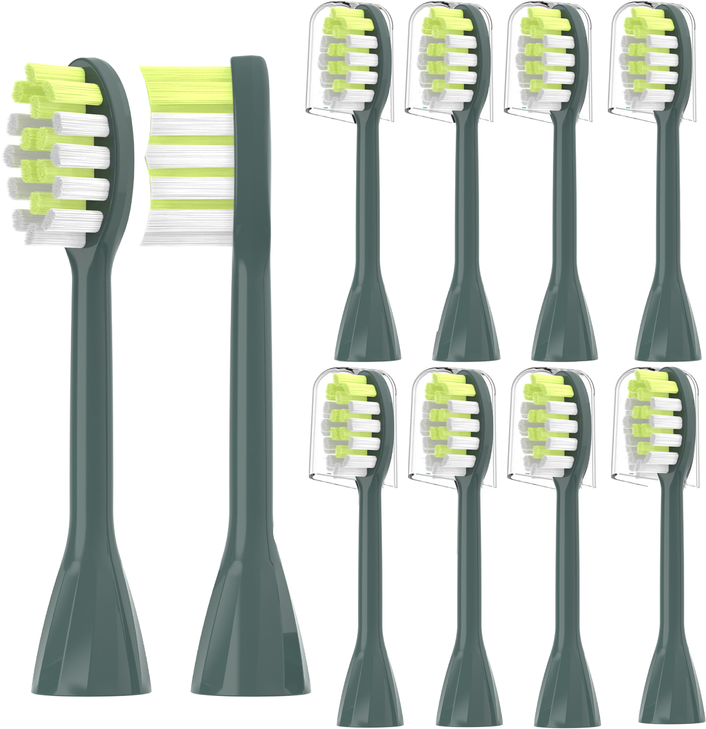 4Pack Replacement Toothbrush Heads Compatible with Ph One Soni care Electric Toothbrush Head HY1100 HY1200 BH1022: green