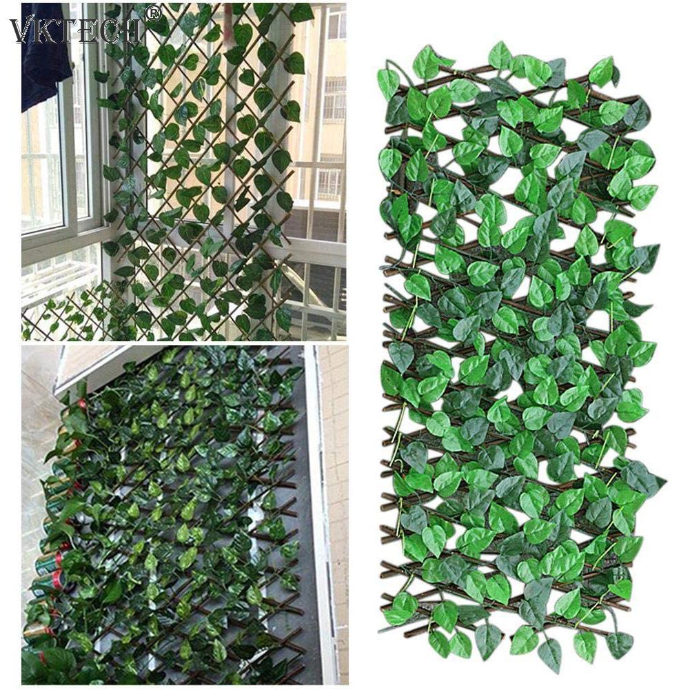 Simulation Fence Artificial Green Leaf Home Garden Yard Decor Wooden Telescopic Fence Climbing Frame Plants Home Ornament