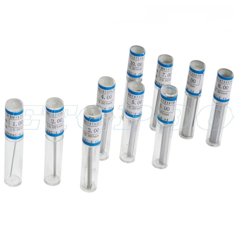 10 pz/lotto perno cilindrico calibro spina liscia calibro foro calibro 0.5-5.99mm 6-9.99mm passo 0.01mm spillo calibro strumento di misura