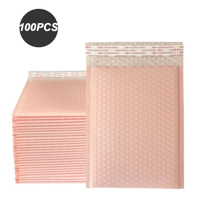 100pcs Pink Bubble Mailer Bubble Padded Mailing Envelopes Mailer Poly for Packaging Self Seal Bag Bubble Padding: 11*15cm / Rose Red