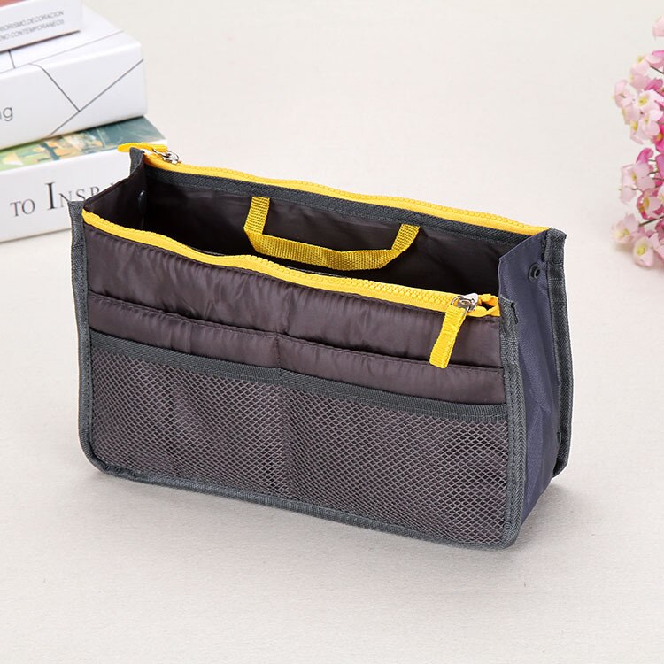 Women Make up bag Portable Storage Handbag toiletries toiletry kit Travel Organizer Cosmetic bag: Dark Grey