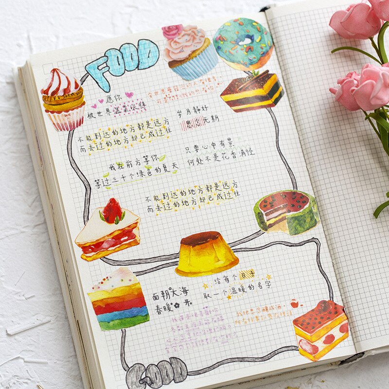50 pcs/set Cute Cake Stickers Pack Sweet Dessert Cartoon Scrapbooking Sctickers Diy Decoration Journal Stationery