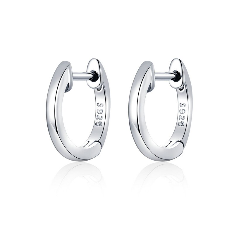Einfache Ohrringe BISAER 925-Silber Runde Kreis Koreanischen Stud Ohrringe für Frauen Sterling Silber Schmuck ECE808-A: ECE808-A