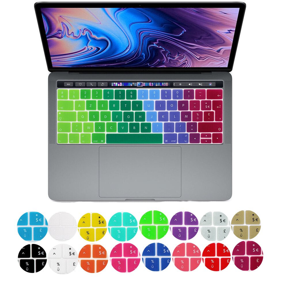 Francuski układ osłona klawiatury ue dla macbook touchbar 13 "15" A1990 A1989 A1707 A1706 folia ochronna na klawiaturę laptopa AZERT