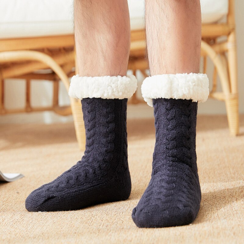 Tøfler menn vinter hjemme tøfler innendørs gulvsokker sko voksne varme tykkere pluss furry slides myke tøfler hommes chaussures