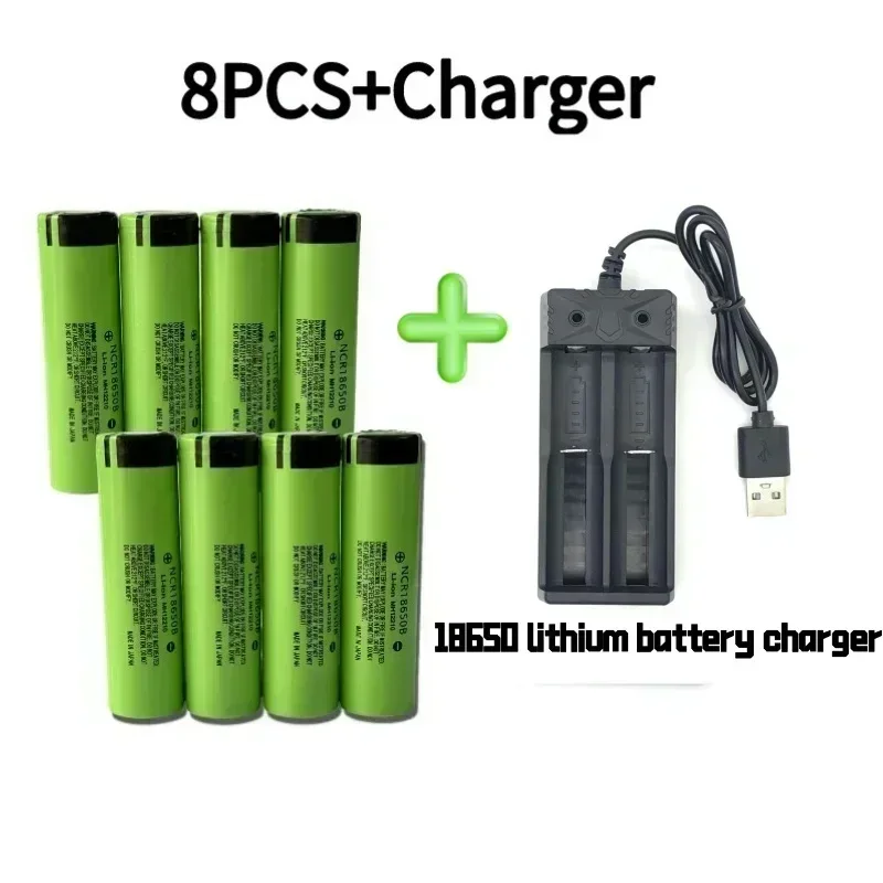 2025 100% bateria de lítio recarregável 18650 bateria 3.7v 3400mah 34b pour lâmpada de poche chargeur usb original novo ncr18650b: CINZA