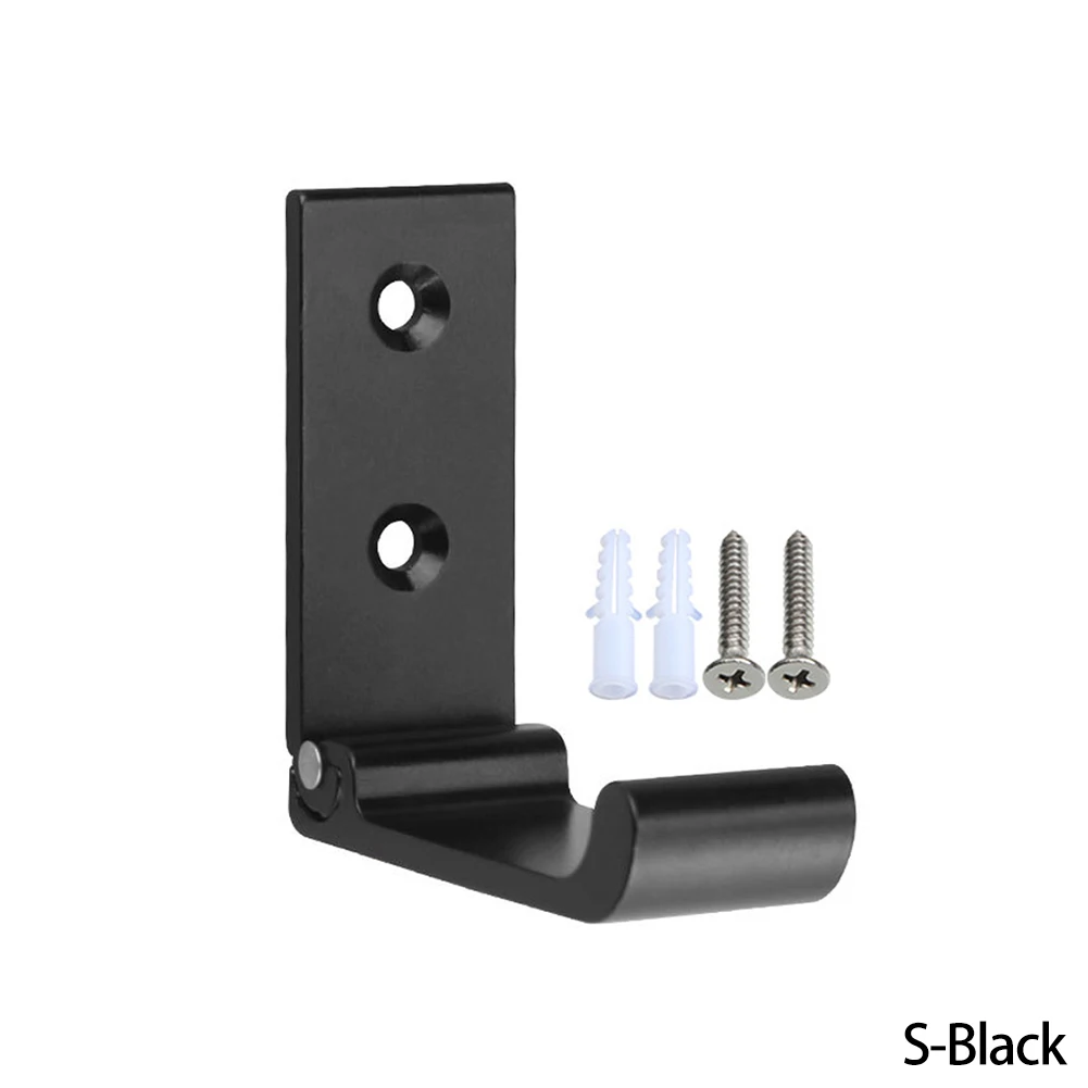 Gancho plegable de aleación de aluminio para pared, gancho oculto para bata, abrigo, baño, cocina, toalla con tornillos, 1 Juego: Negro