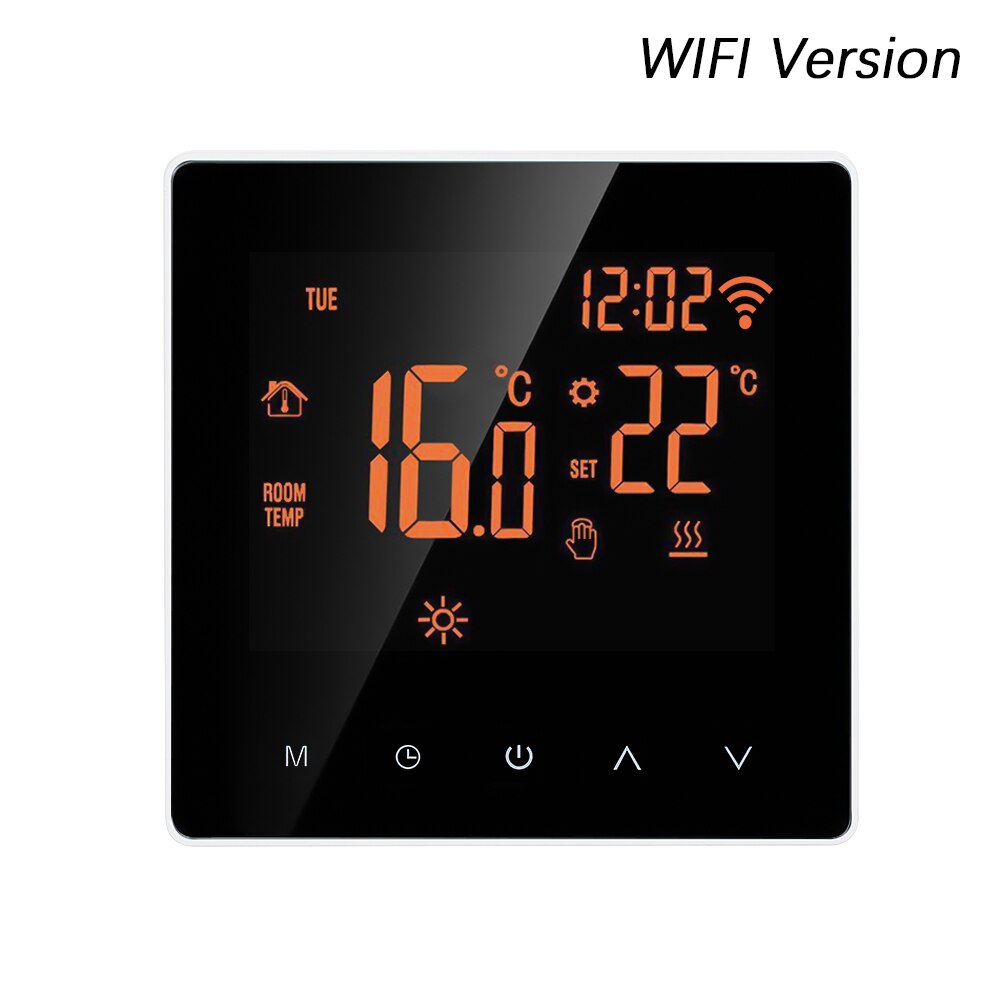 16A WiFi Smart Thermostat Controller Programmable Digital Temperature Controller LCD Display Touch Screen with App Control: Orange Wi-Fi