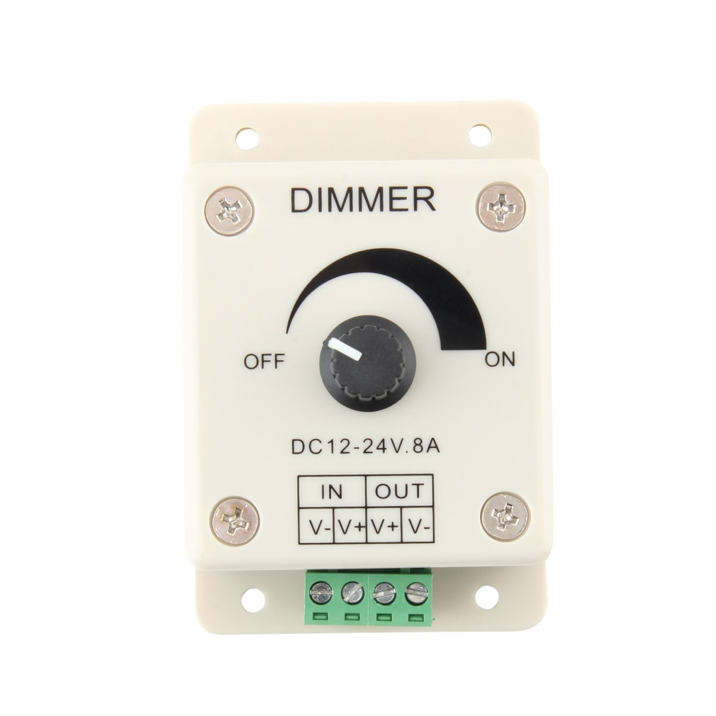 LED Dimmer Switch DC 12V 24V 8A Adjustable Brightness Lamp Bulb Strip Driver Single Color Light Power Supply Controller