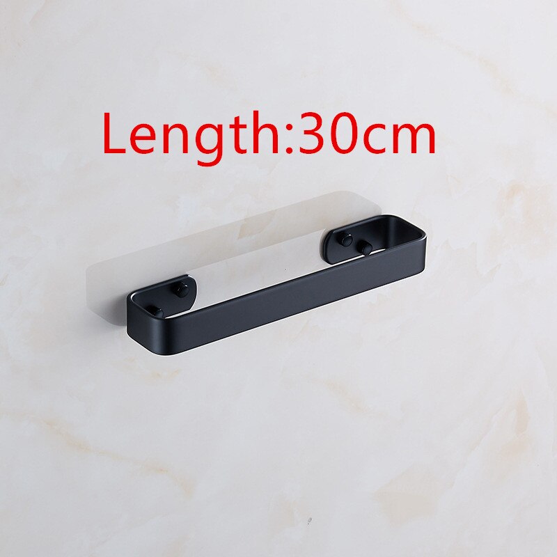 Solid plass aluminium matt svart håndklestang enkelt håndklestativ bad tilbehør veggmontert håndkleholder 20/30/40/50 cm: 30cm