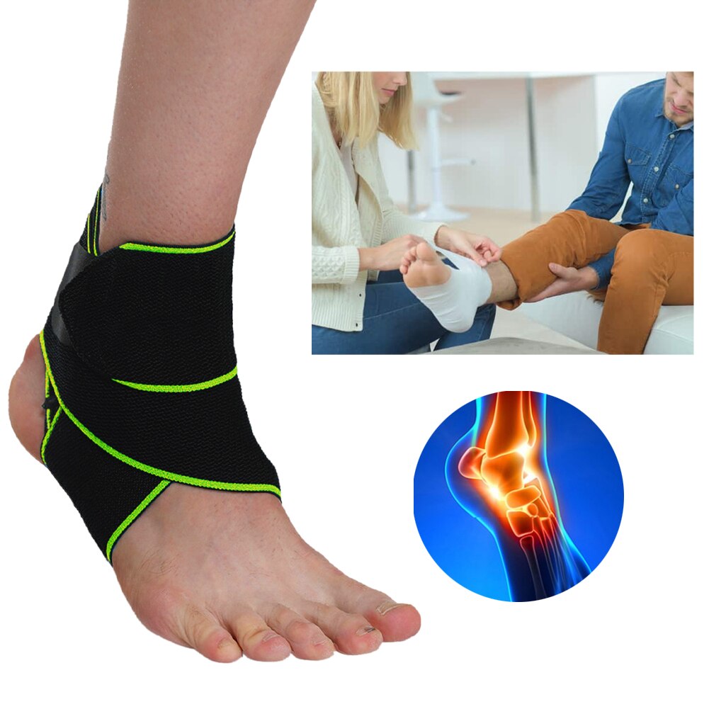 1Pc Unisex Enkelbrace Verstelbare Riem Outdoor Sport Achillespees Ondersteuning Running Bescherming One Size Non Slip Verstuikte: Groen