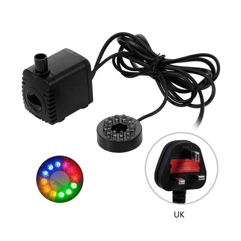 15w mini bomba de água submersível elétrica led rgb piscina luz fonte lagoa aquário tanque peixes lâmpada subaquática ue eua au reino unido: UK plug