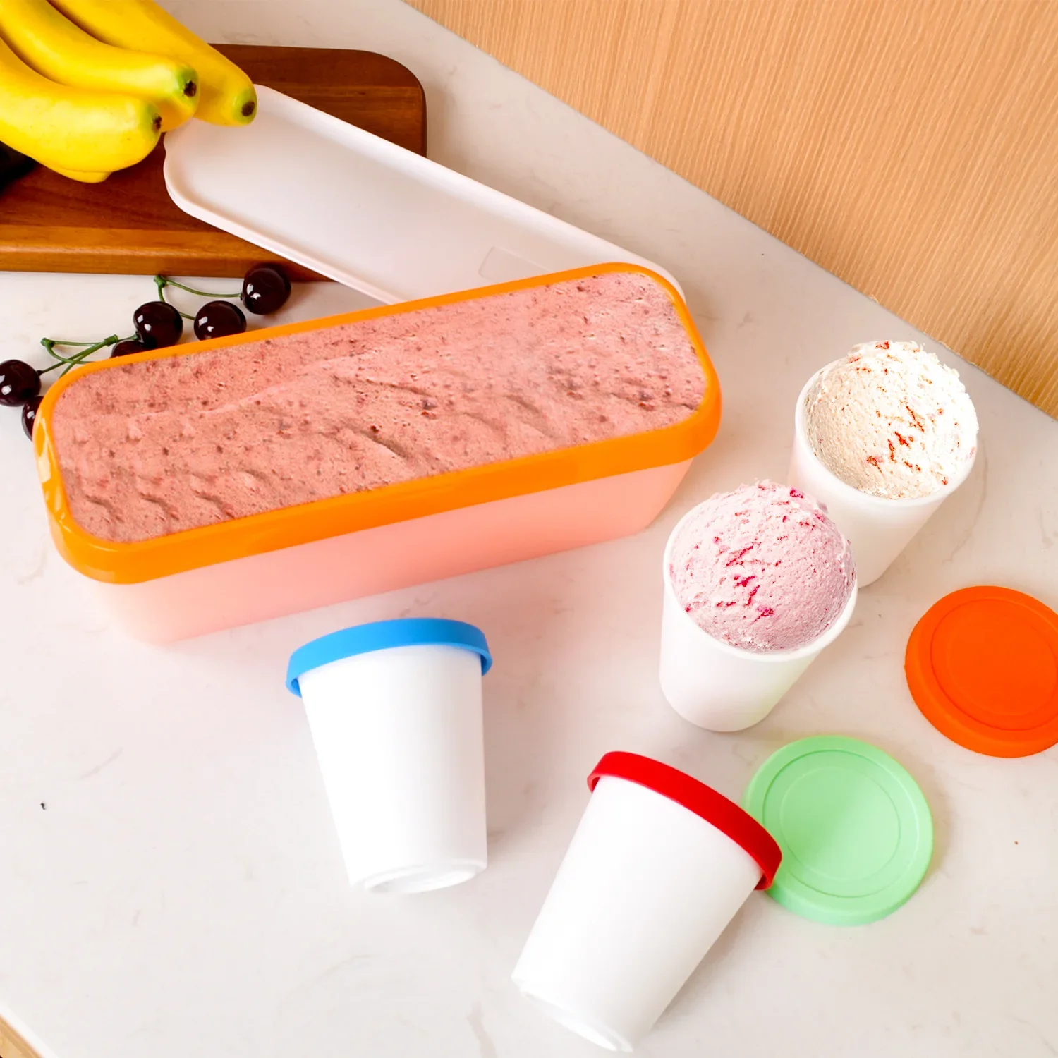 DIY Prostokątne pudełko robić przechowywania lodów Wielorazowy plastikowy pojemnik z pokrywką robić lodówki kuchennej Organizer robić zamrażarki domowej