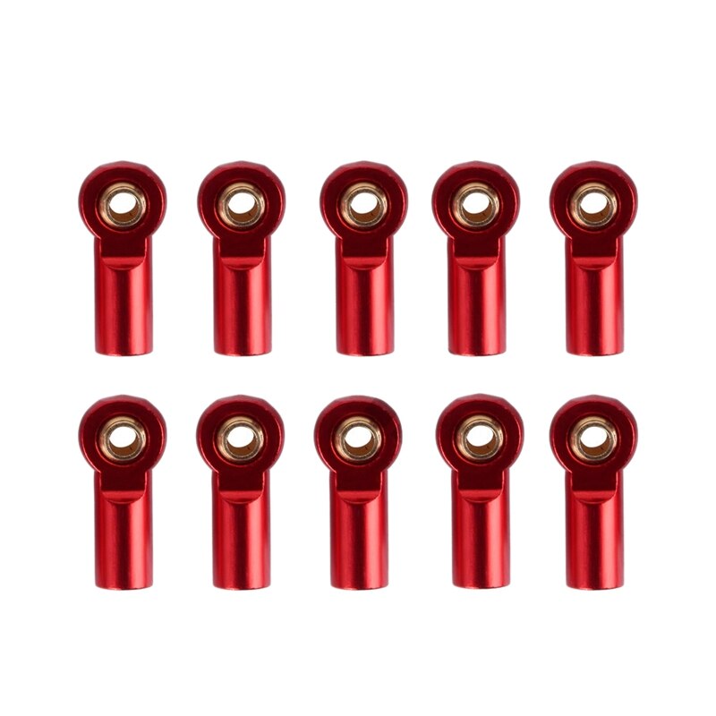 10Pcs M3 Ball Joint Link Bar Rod Seals Ball Head Tie Rod End For 1/10 Rc Truck Car Truck Buggy Red