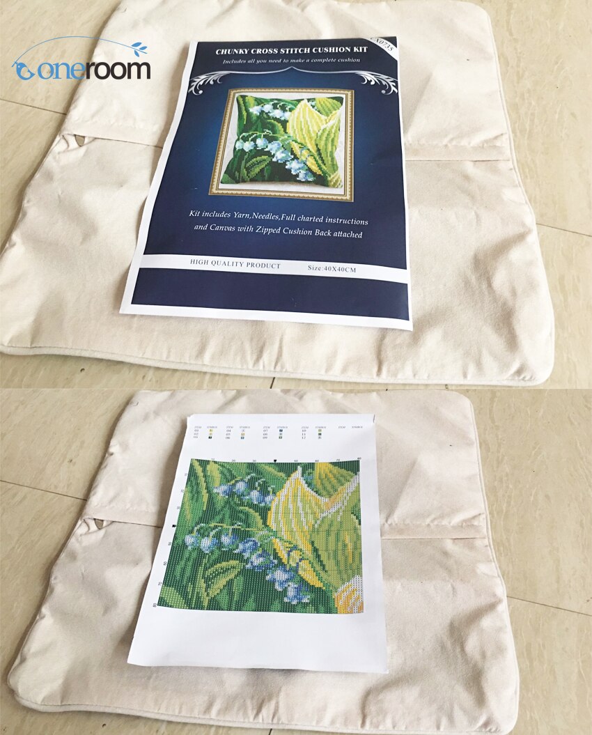 1flowers 04 DIY Needlework Kit Acrylic Yarn Embroidery Pillow Tapestry Canvas Cushion Front Cross Stitch Pillowcase-