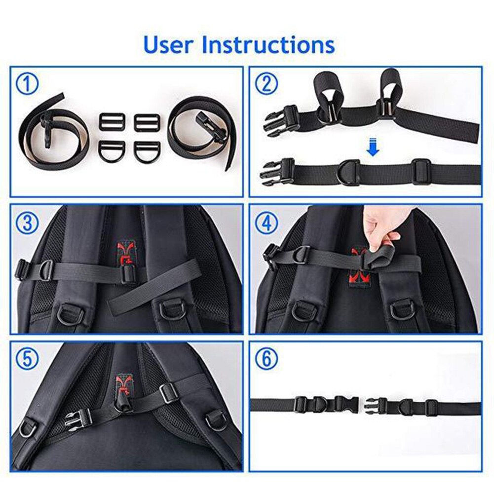 Backpack Chest Strap Heavy Duty Adjustable Knapsack Sternum Harness Fixed Belt With Buckle For Outdoor Hiking And Jogging