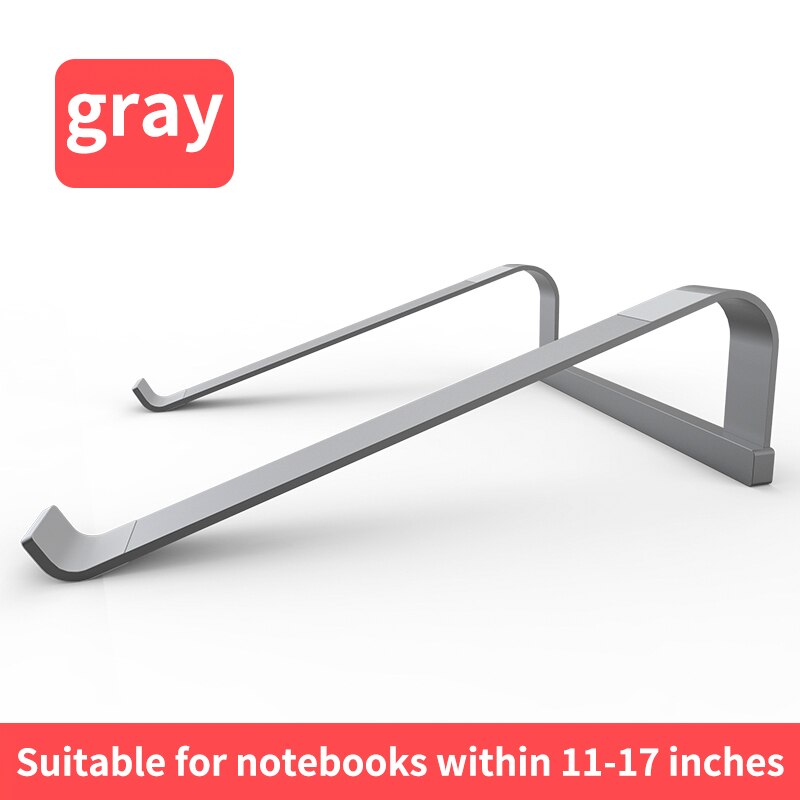 Aluminiumslegering støtte notebook folde notebook laptop stativ til macbook pro lapdesk 11-17 tommer skridsikker kølebeslag: Grå