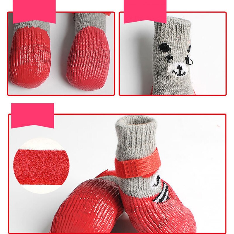 4 Stks/set Sml Size Katoen Hond Schoenen Waterdicht Antislip Hond Regen Snowboots Sokken Schoeisel voor Puppy Kleine Katten Honden