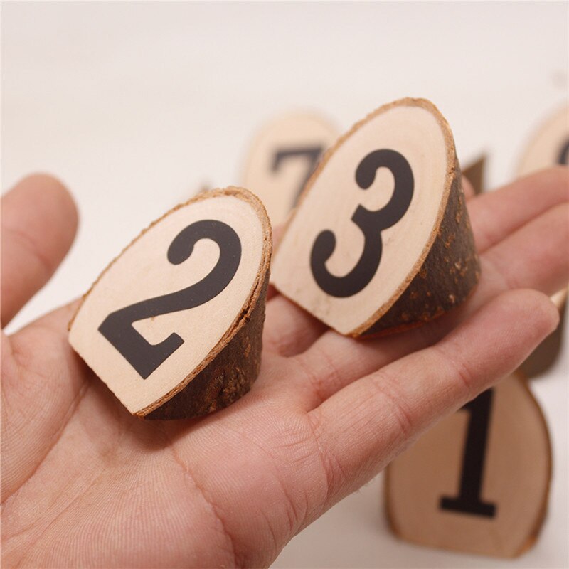 10 unids/pack estilo de madera suministros de Boda boda marcador de posición de la tarjeta número de tabla de figura Digital asiento Decoración