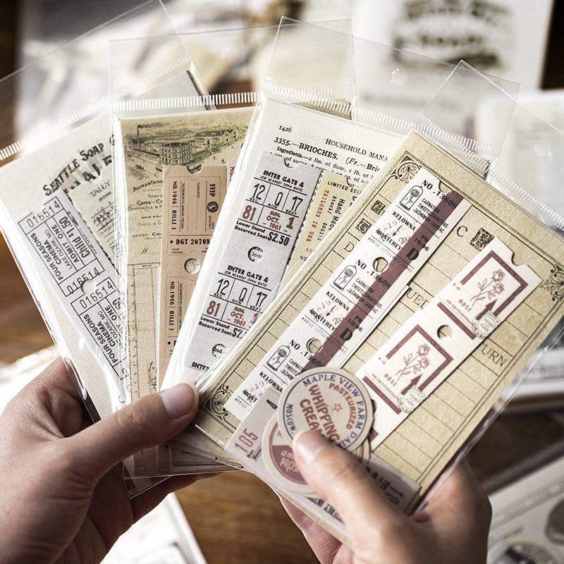 33 kpl vintage vanhat kirjaimet laskumateriaali paperi taustapaperi koristeellinen tarra scrapbooking päiväkirja albumi etiketti suunnittelija