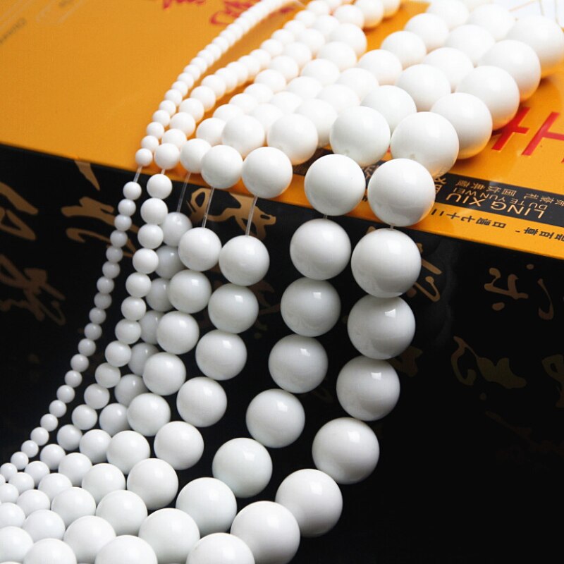 4-12mm Natural Stone beads White Round Stone Loose Beading Beads for jewelry making Jewellery DIY