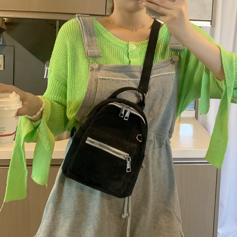 Mini Mochila pequeña de lona para mujer, bolsos de hombro tipo bandolera de lona de colores caramelo, riñonera para teléfono, 7048