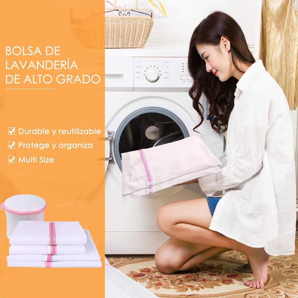 5pcs Zippered Mesh Laundry Bag Washing Net Bag For Underwear Sock Washing Machine Pouch Clothes Bra Bags Organization