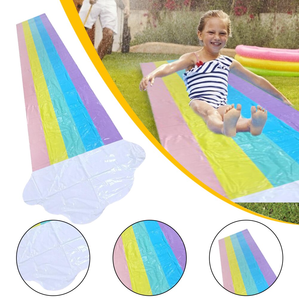 4.8M Kinderen Dubbele Surf Glijbaan Outdoor Tuin Racing Gazon Water Slide Spray Zomer Water Games Speelgoed Rodelen Aquatiqu