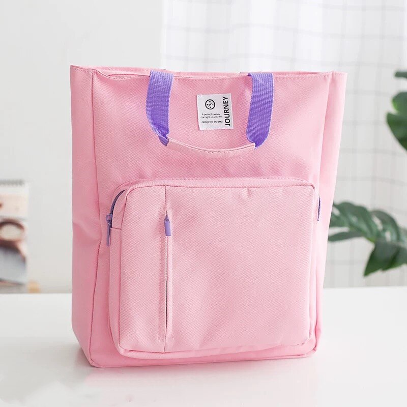 Canvas A4 File Folder Document Book Bag Desk Paper Organizer Storage Handbag For Students School Office Stationery: Style A pink