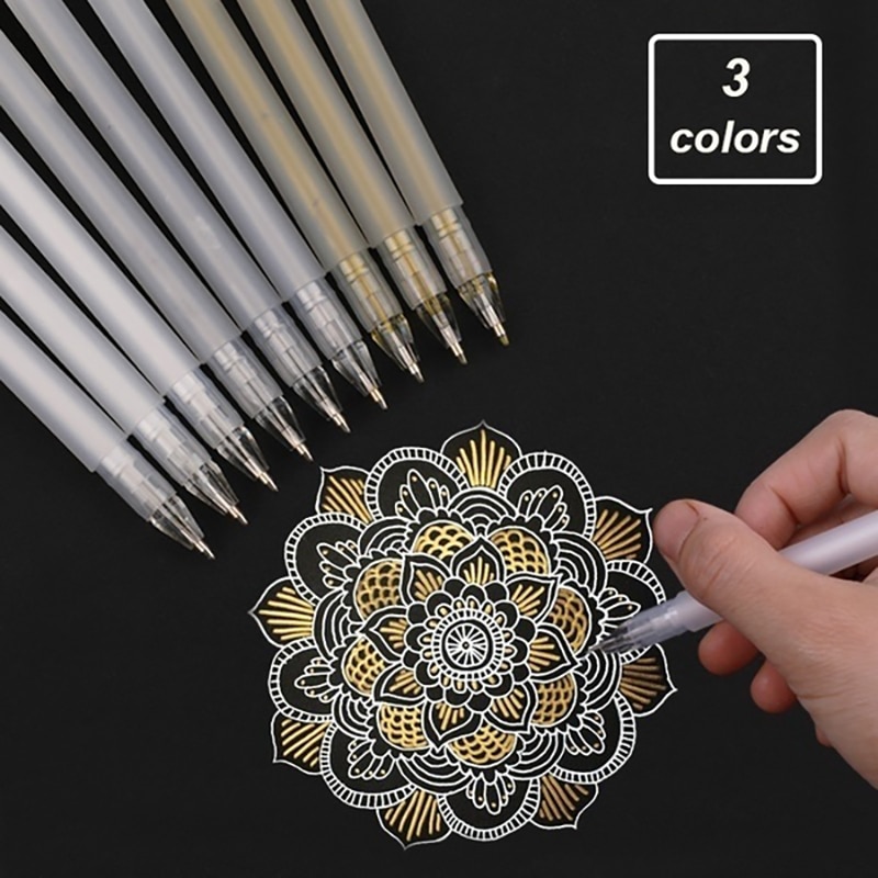 3 stk premium hvid gel pen sæt 0.6mm fine spids skitseringspenne til kunstnere sorte papirer tegning illustration kunst forsyninger