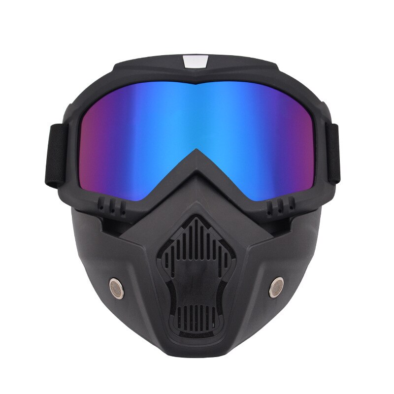 Nachtzicht ski snowboard bril met afneembaar masker winddicht  uv400 skibrillen masker wintersport sneeuwscooter bril: Zwartblauw