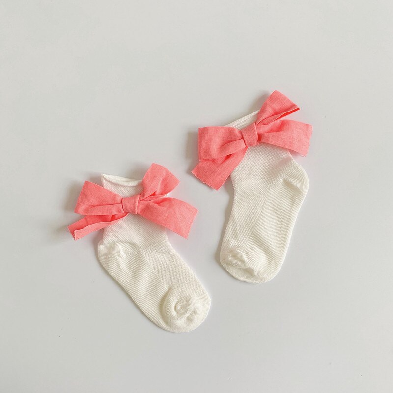 7 couleurs bébé filles garçons princesse chaussettes fleurs imprimer nœud papillon anti-dérapant coton mignon chaussettes 0-2 ans: 7