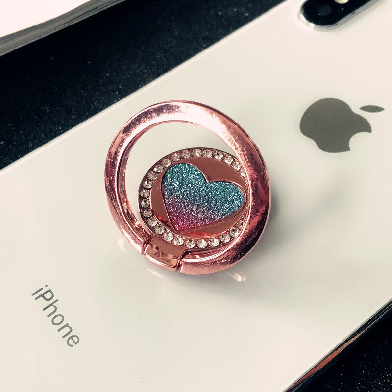Crystal Round Phone Finger Ring Holder For iPhone Redmi Samsung Thread Metal Grip Rotation Cellphone Stand Mount Bracket: Colour Love