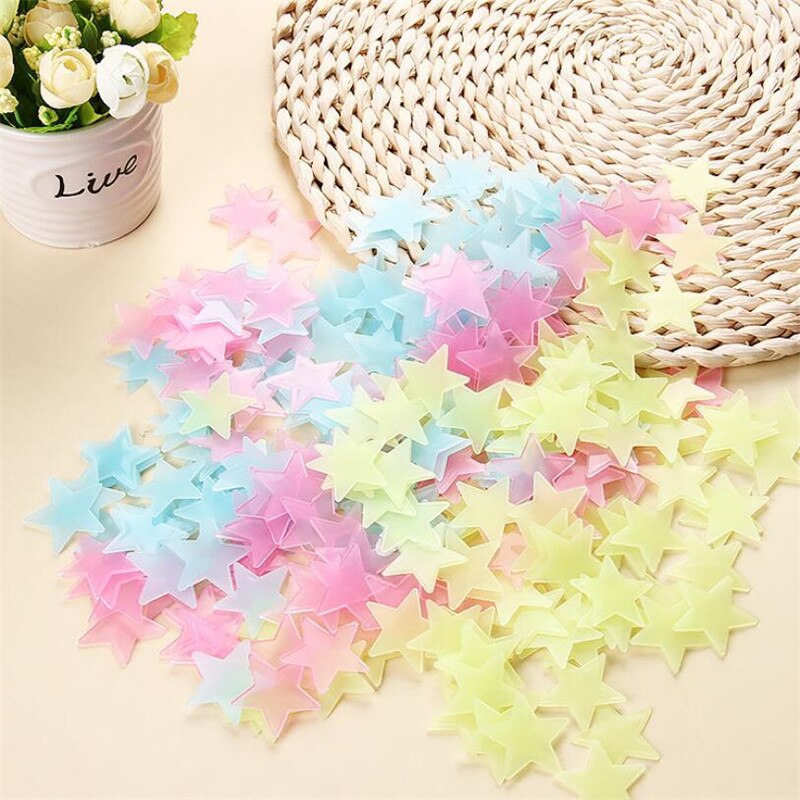 100 Stuks Lichtgevende Muurstickers Glow In The Dark Sterren Sticker Decals Voor Kids Baby Kamers Kleurrijke Stickers Home Decor