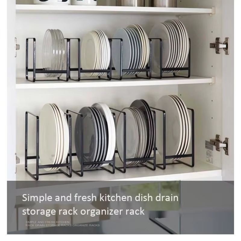kitchen cabinet plate storage countertop dish rack drawer dinner plate partition drain rack layered storage rack bowl storage