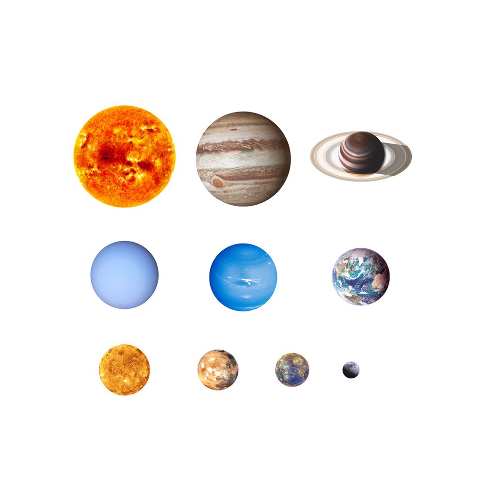 Planet Solar System Fluorescent Wall Stick The Universe Planet Galaxy Children Room Bedroom Luminous Wall Stickers tool: S NEW Nine Planets