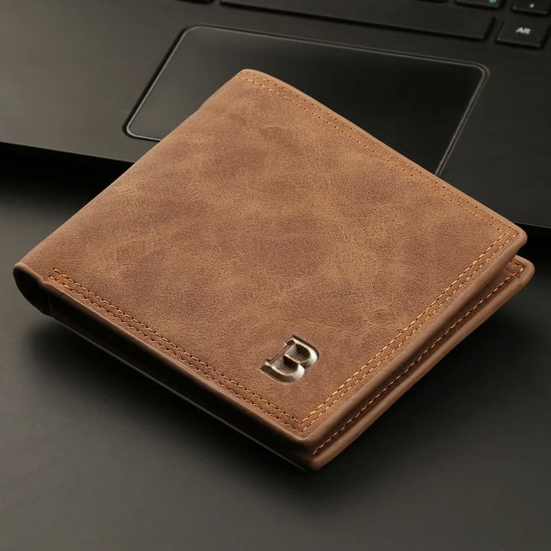 Kurze Herren-Geldbörse, modisch, leichtes Gesicht, weiches Leder, horizontal, multifunktionale Herren-Geldbörse, dünne Geldbörse mit Münztasche, Münztasche mit Reißverschluss: Brown