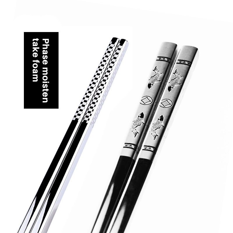 1 para chińnarty smok pałeczki ze stali nierdzewnej antypoślizgowy Sushi pałeczki robić jedzenia przenośne chińskie zdrowe jedzenie trzymać zastawa stołowa: Mutual Help